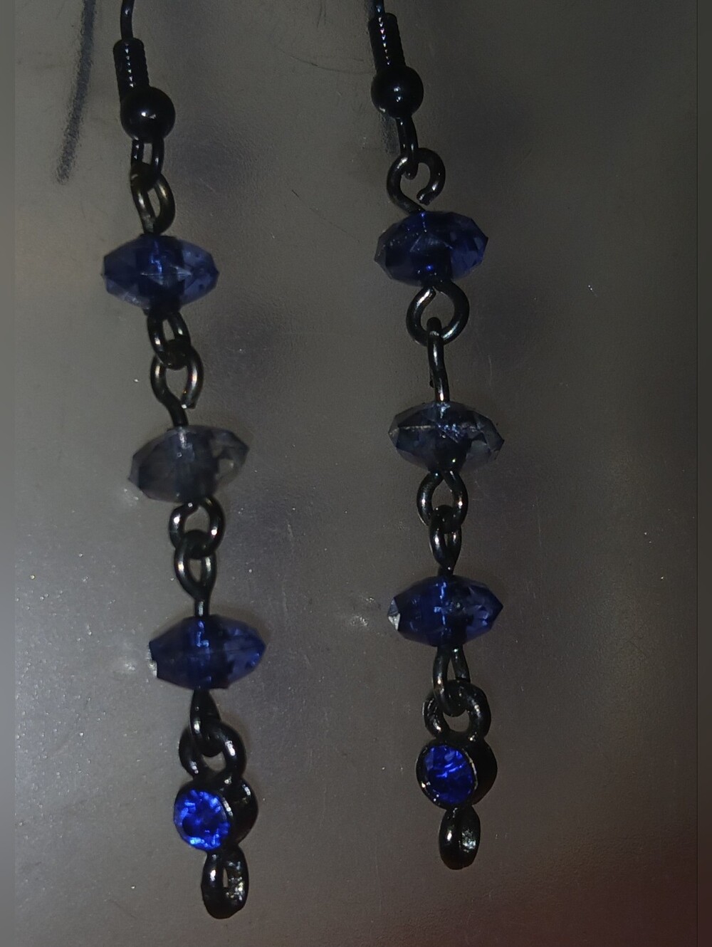 Hand Crafted Blue Crystal Dangle Earrings